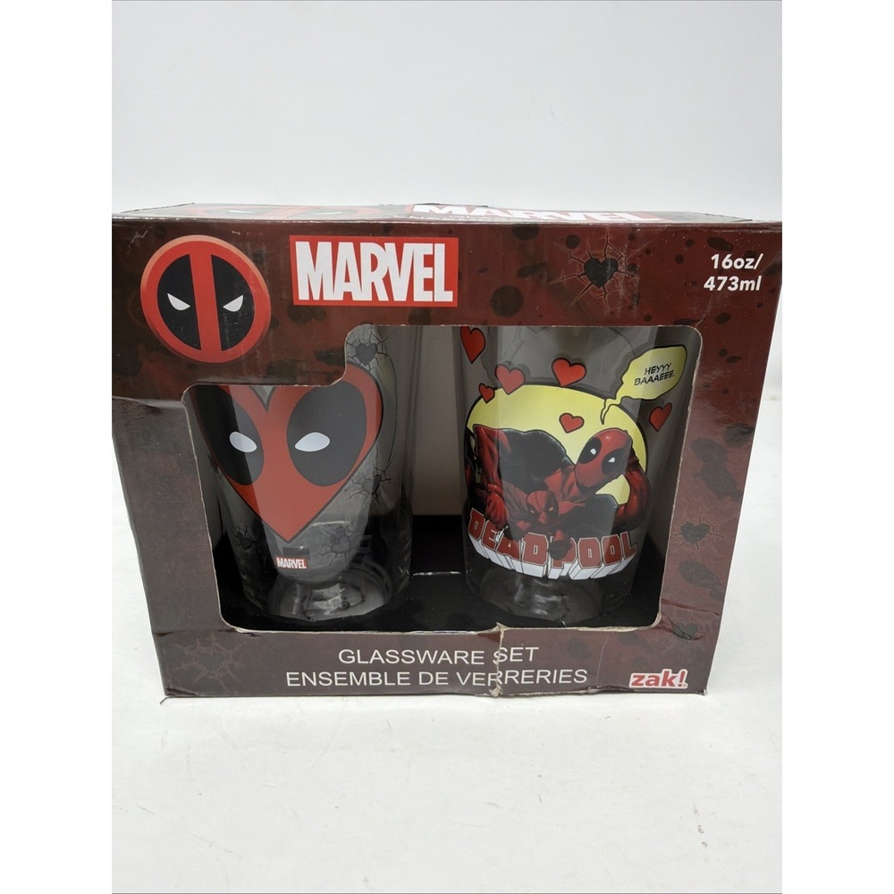 Marvel Universe‎ Set/2 Deadpool 16oz Pint Glass Comics